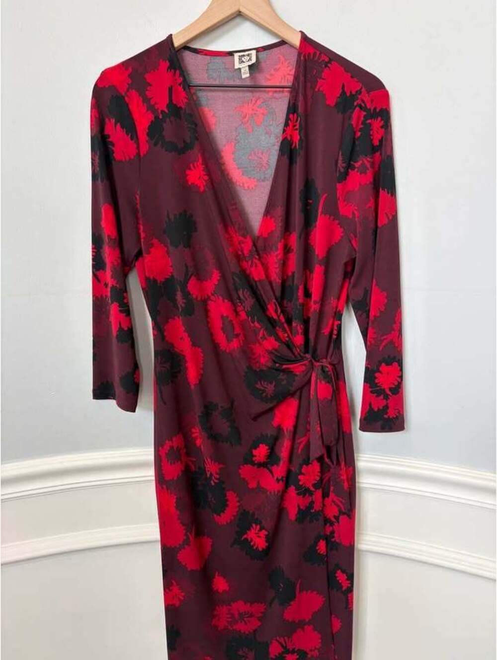 Anne Klein Floral Faux Wrap Dress Size 14